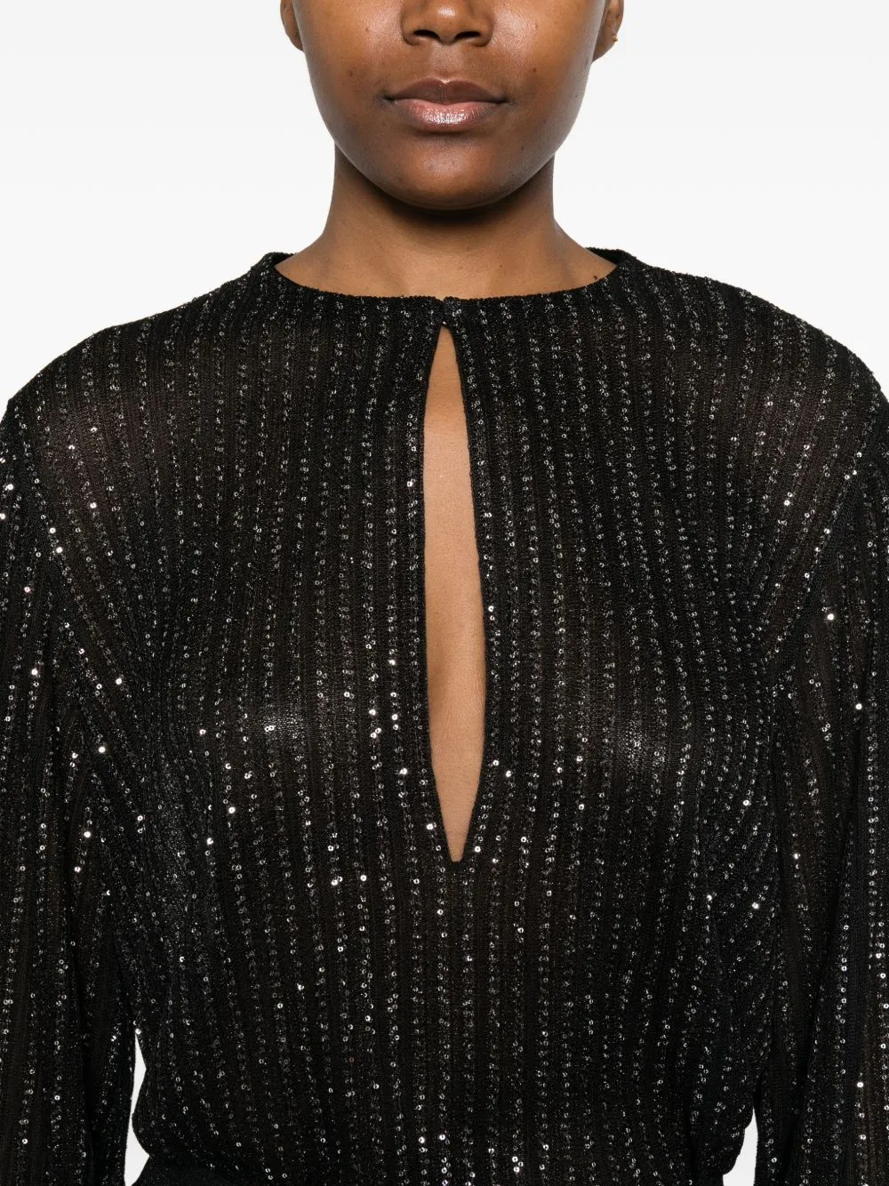 BLACK VISCOSE METALLIC SHIRT sold by Lord & Taylor product image thumbnail 3