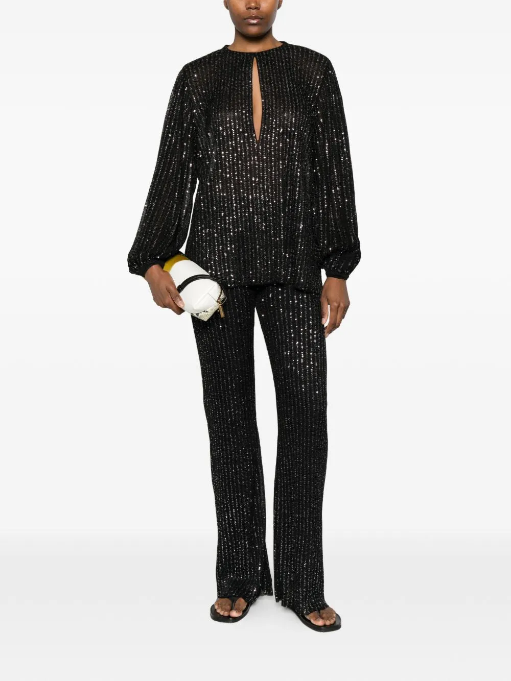 BLACK VISCOSE METALLIC SHIRT sold by Lord & Taylor product image thumbnail 4