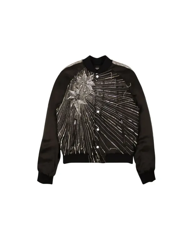 Amiri BEADED STAR BOMBER Jacket- Black made by AMIRI