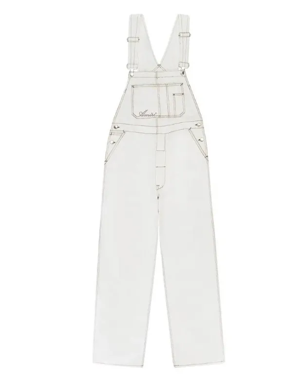 Amiri OVERALLS / WHITE TOPSTITCHING- Clay Indigo / Tobacco sold by undefined