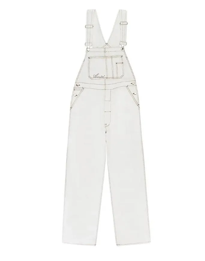 Amiri OVERALLS / WHITE TOPSTITCHING- Clay Indigo / Tobacco sold by Lord & Taylor
