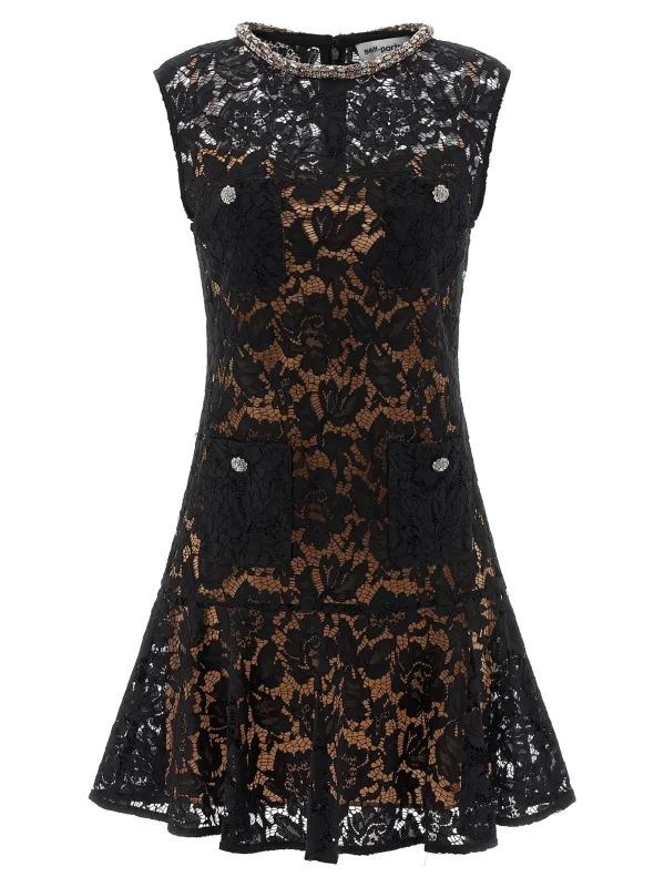 'Black lace crystal' dress made by Self-Portrait