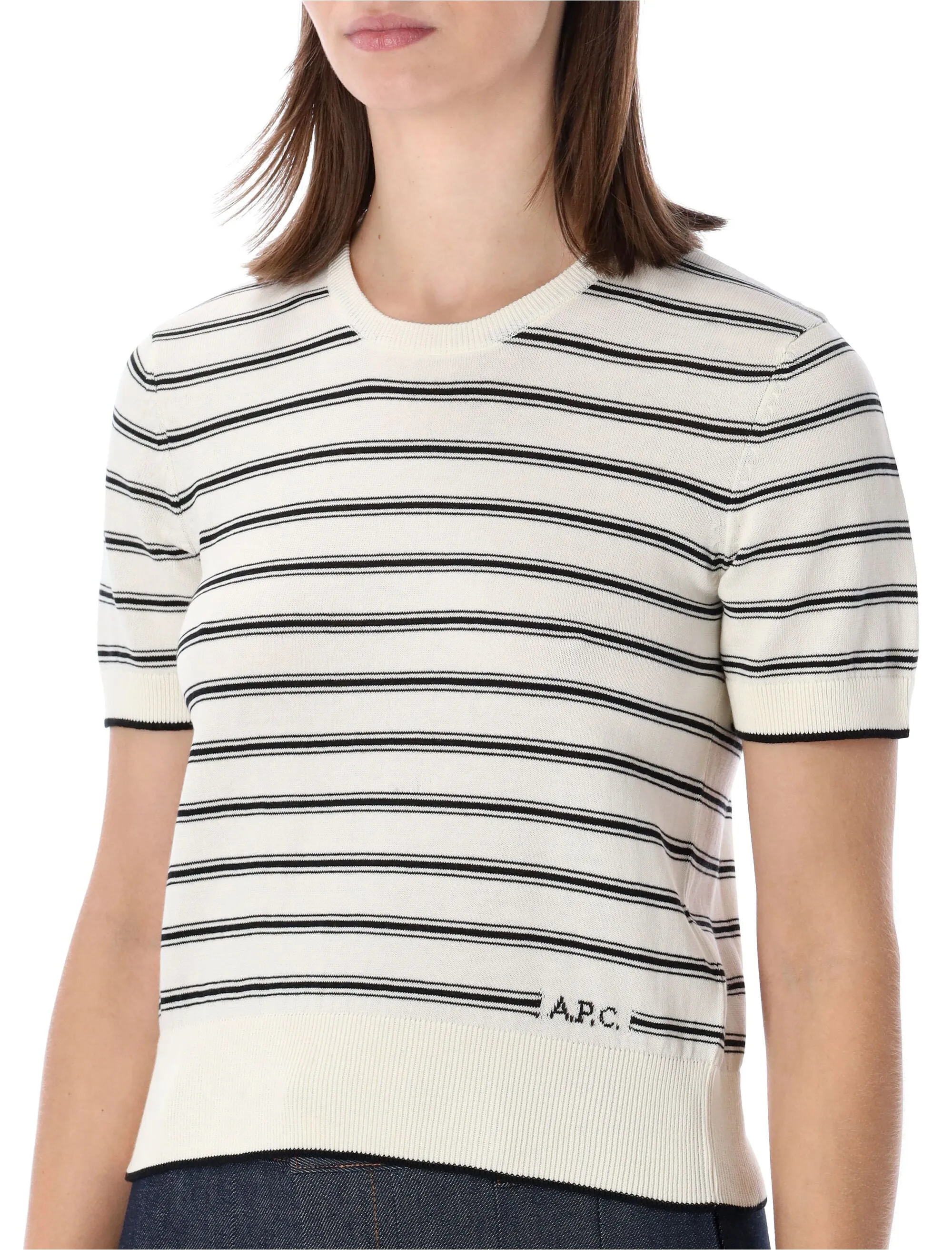 A.P.C. STRIPED SHORT-SLEEVE KNIT TOP sold by Lord & Taylor product image thumbnail 3