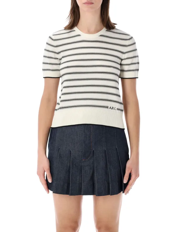 A.P.C. STRIPED SHORT-SLEEVE KNIT TOP sold by Lord & Taylor