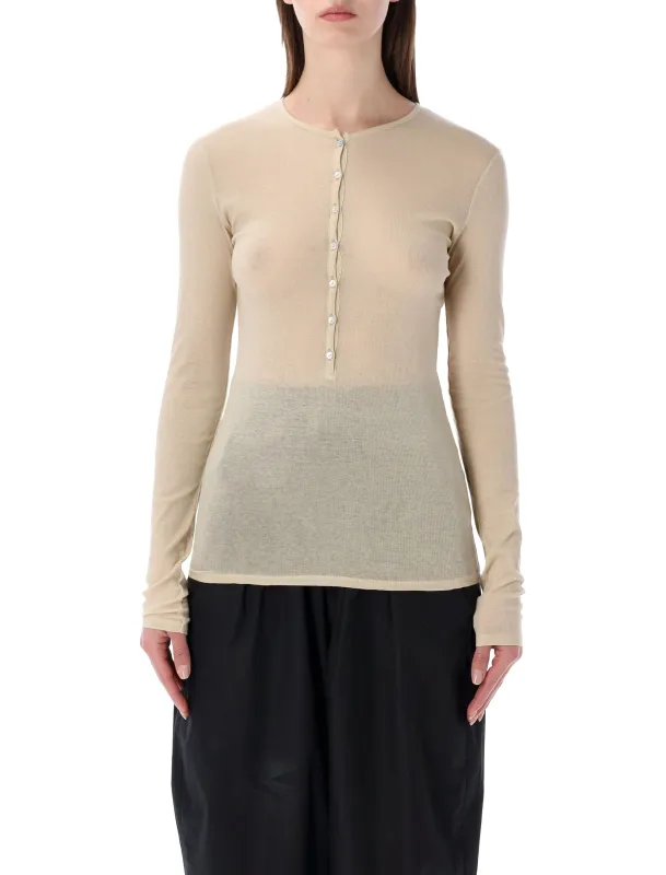 SOEUR ISABELLA LONG-SLEEVE SHEER COTTON TOP made by soeur