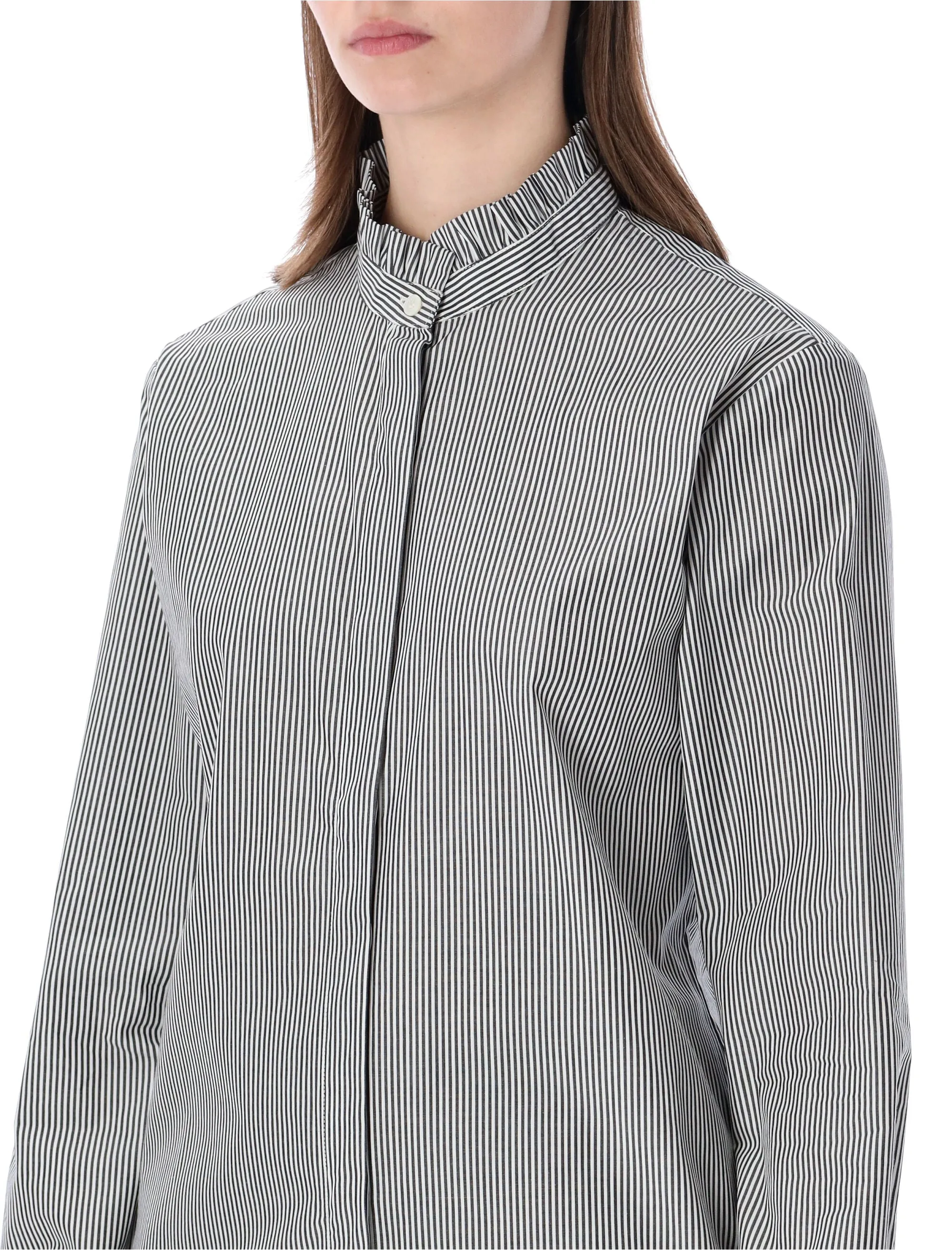 A.P.C. STRIPED FRILL COLLAR SHIRT sold by Lord & Taylor product image thumbnail 3