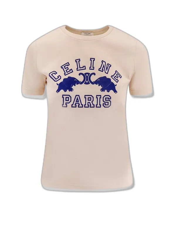 CHAMPAGNE FONCEBLEU COTTON REGULAR T-SHIRT made by Celine