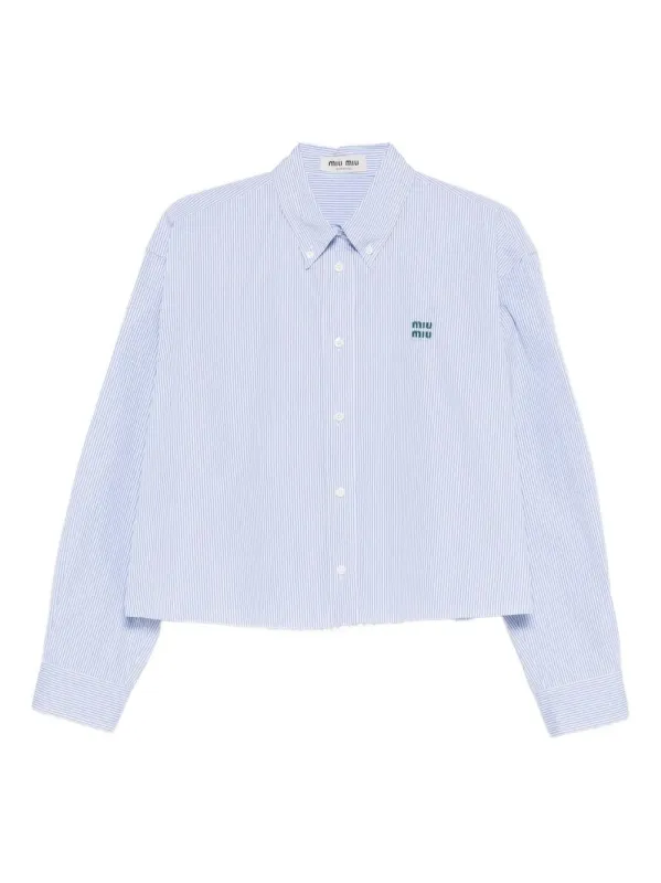 BASTONCINO WHITE BLUE COTTON SHIRT made by Miu Miu