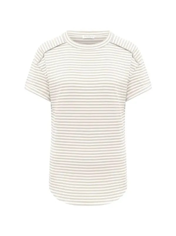STRIPED COTTON T-SHIRT made by Brunello Cucinelli