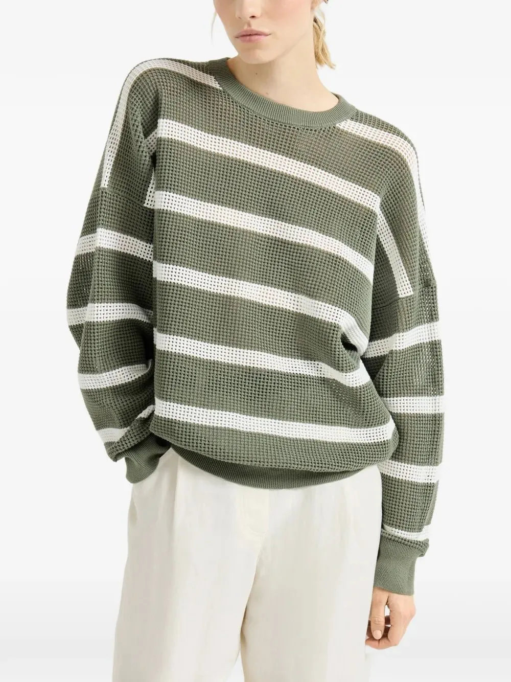 COTTON NET STRIPED SWEATER sold by Lord & Taylor product image thumbnail 4