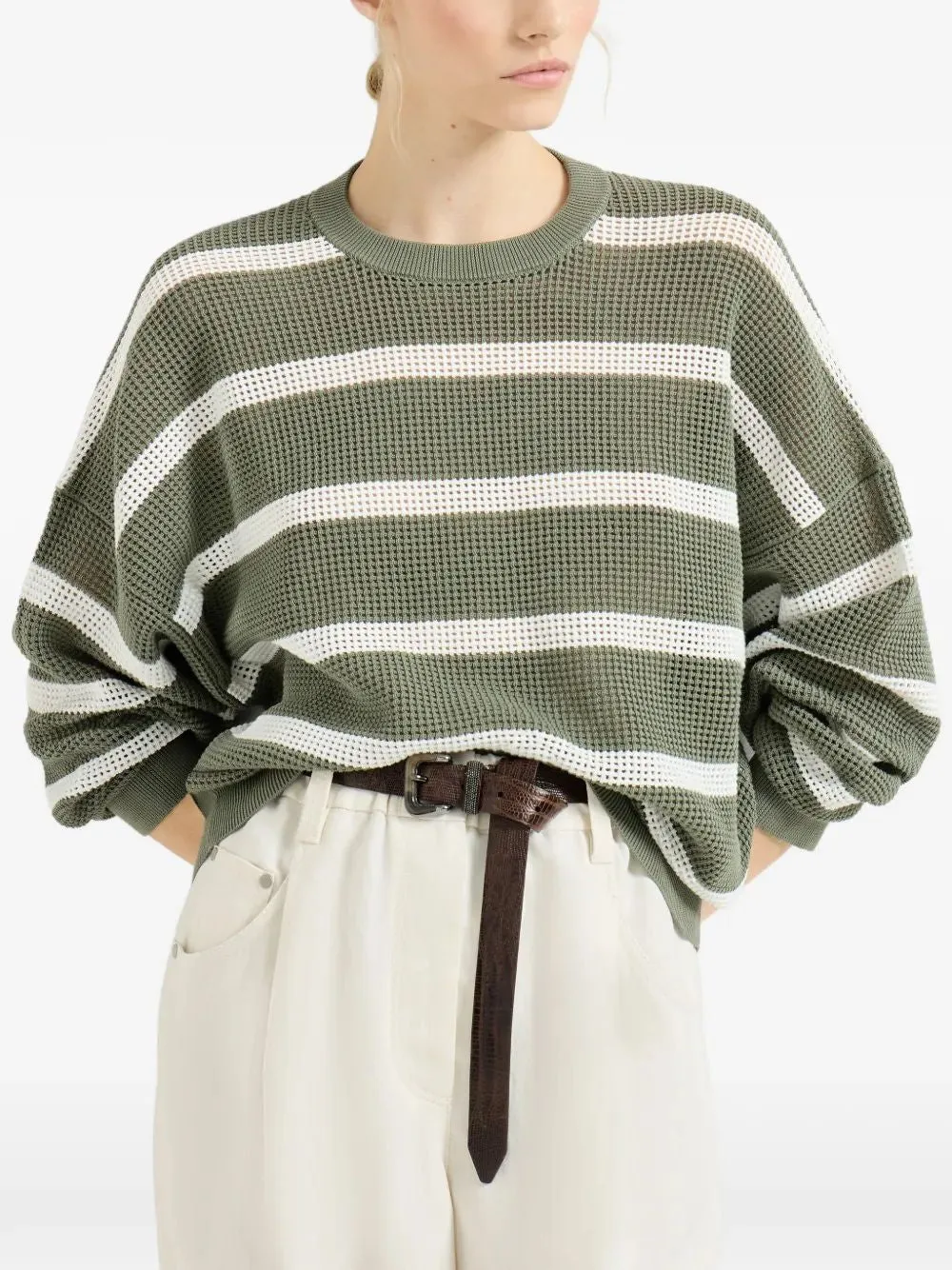 COTTON NET STRIPED SWEATER sold by Lord & Taylor product image thumbnail 3