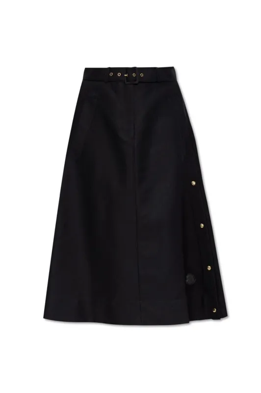 BLACK CALF LEATHER COTTON SKIRT made by Moncler