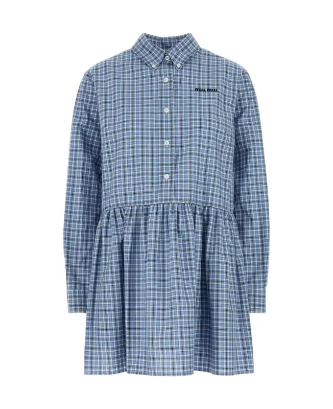 CHECKED POPLIN SHIRT DRESS made by Miu Miu