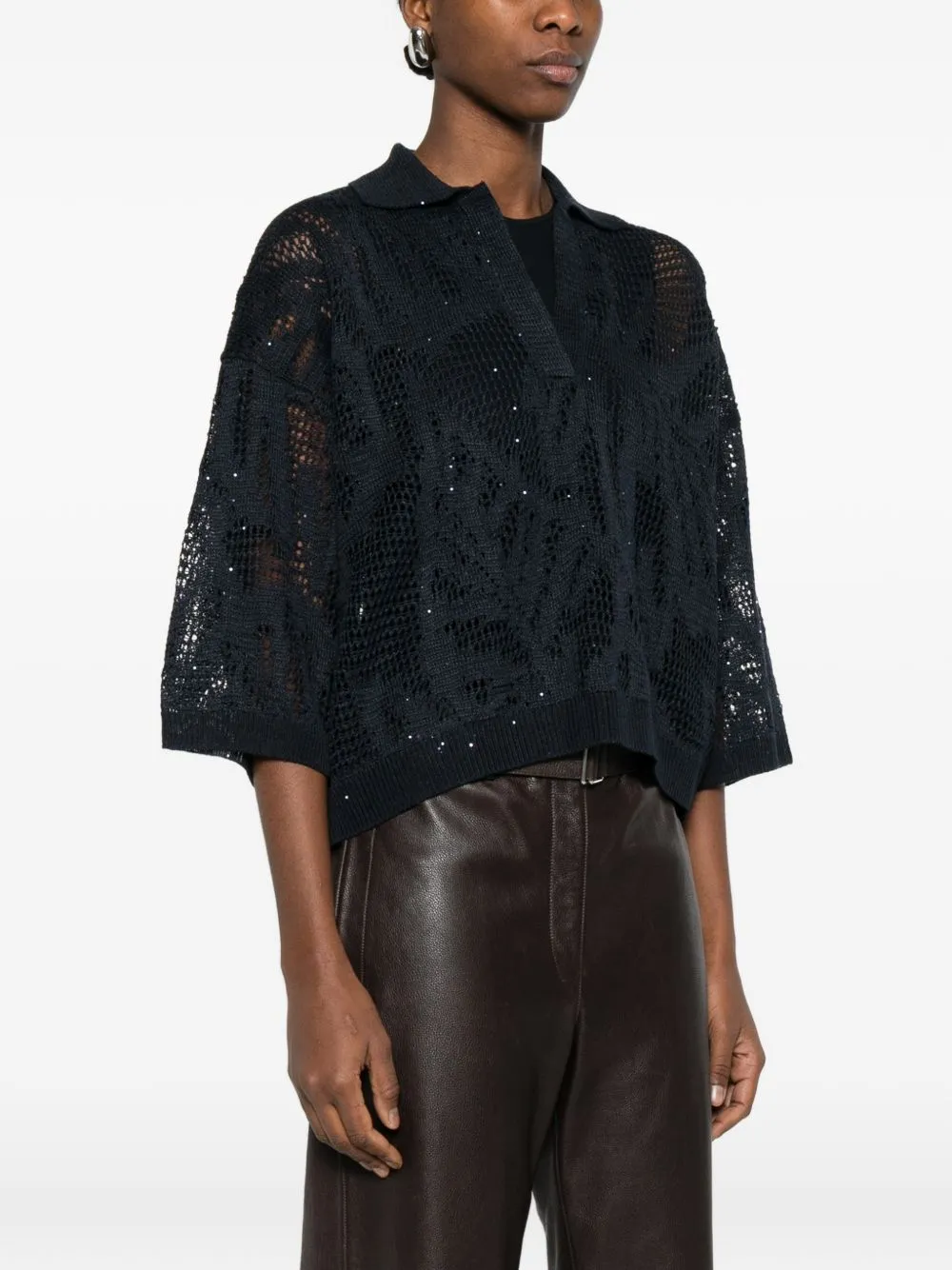 BLUE DAZZLING WATER LILLIES LINEN POLO sold by Lord & Taylor product image thumbnail 5