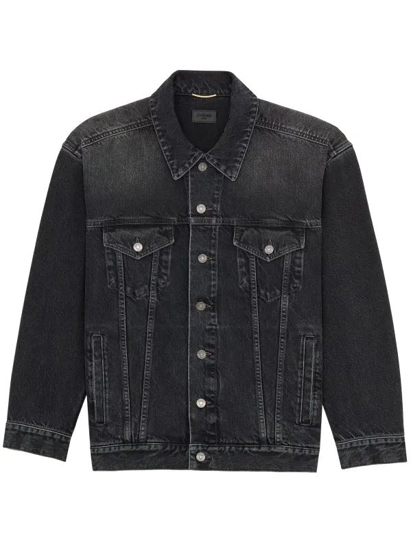 LONG EGG SHAPE BLACK COTTON JACKET made by Yves Saint Laurent