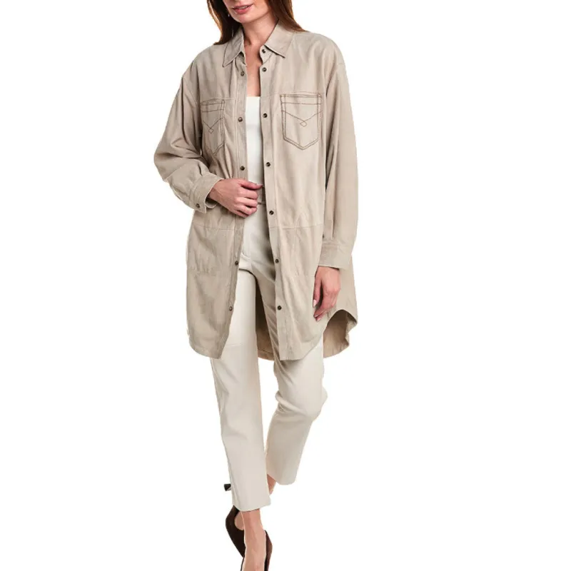 BRUNELLO CUCINELLI WOMEN'S 100% GENUINE LEATHER JACKET made by Brunello Cucinelli