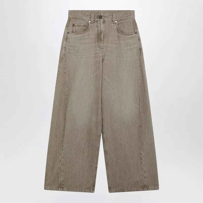 WIDELEG DESERTCOLORED JEANS made by Brunello Cucinelli