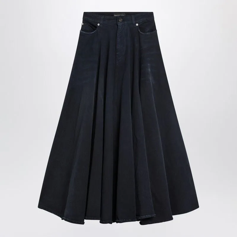 NAVY BLUE MAXI GODET DENIM SKIRT sold by Lord & Taylor