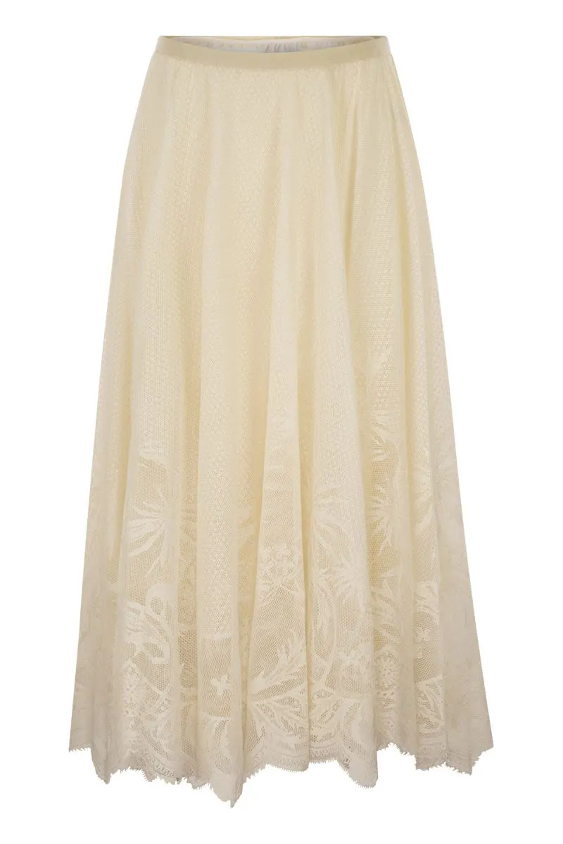FLARED LACE SKIRT WITH FOLIAGE EMBROIDERY sold by Lord & Taylor