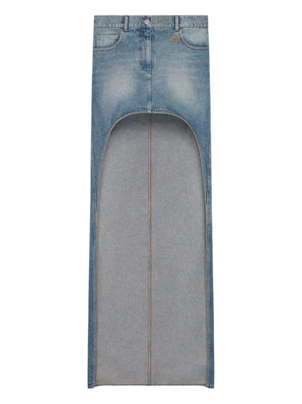 BUTTON-FASTENED LONG SKIRT WITH CUT-OUT DESIGN made by Courreges