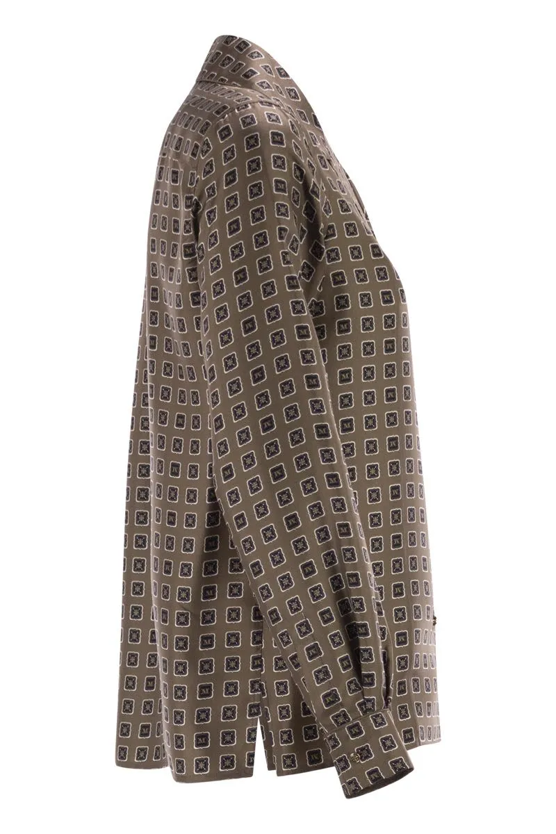 BUTTONLESS PRINTED SILK SHIRT sold by Lord & Taylor product image thumbnail 3