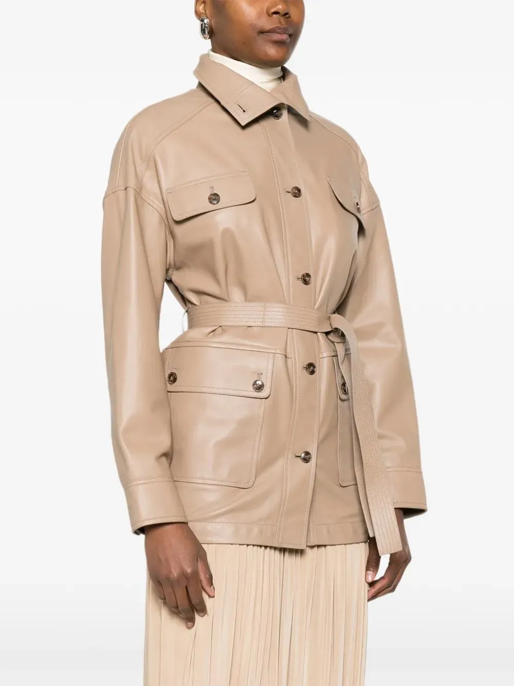 BUTTONED JACKET WITH BELT sold by Lord & Taylor product image thumbnail 3