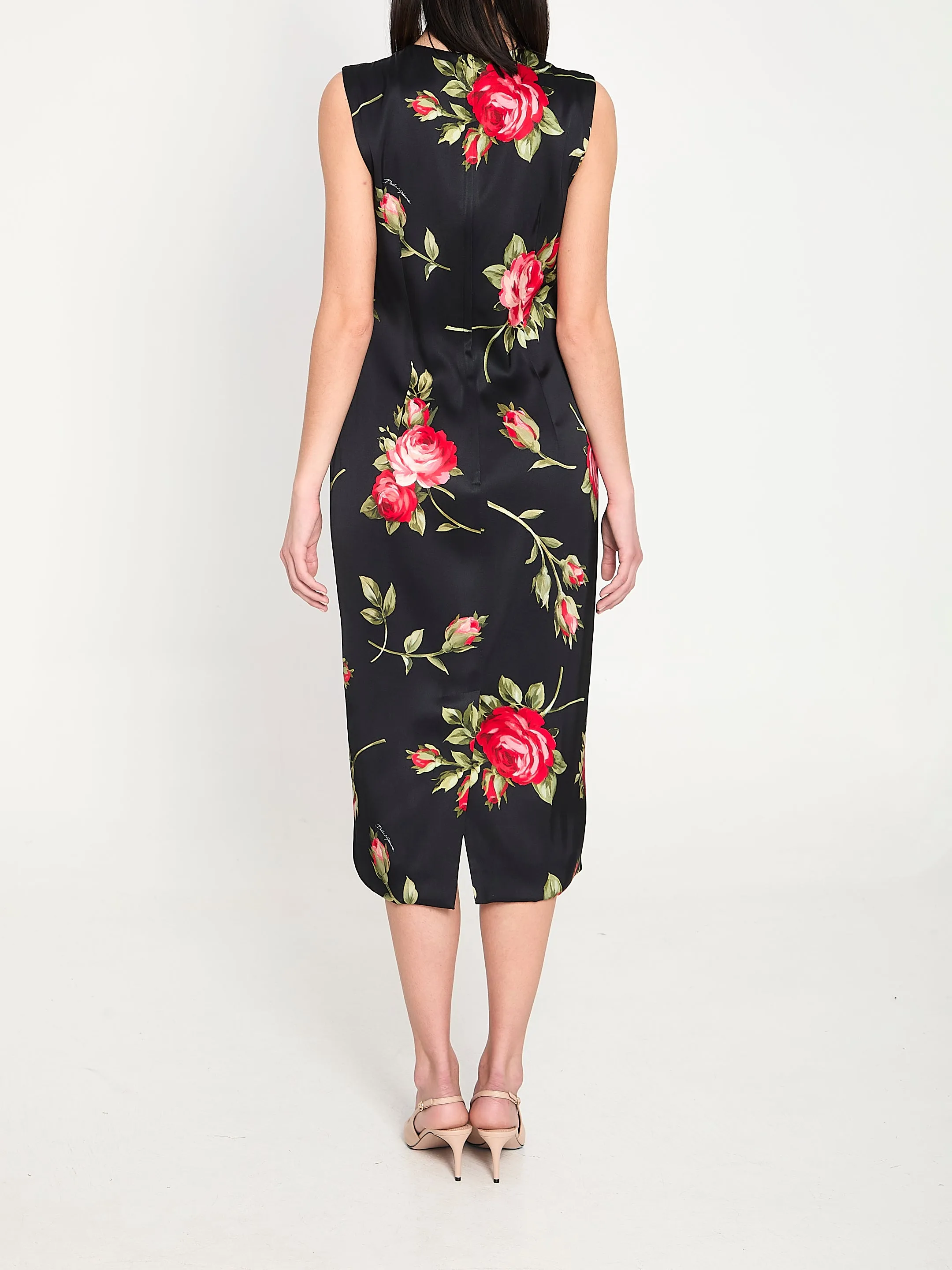 Bouquet Rose print satin midi dress sold by Lord & Taylor product image thumbnail 4