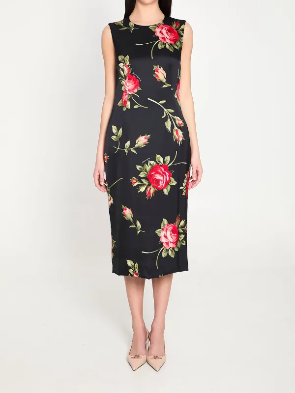 Bouquet Rose print satin midi dress sold by Lord & Taylor