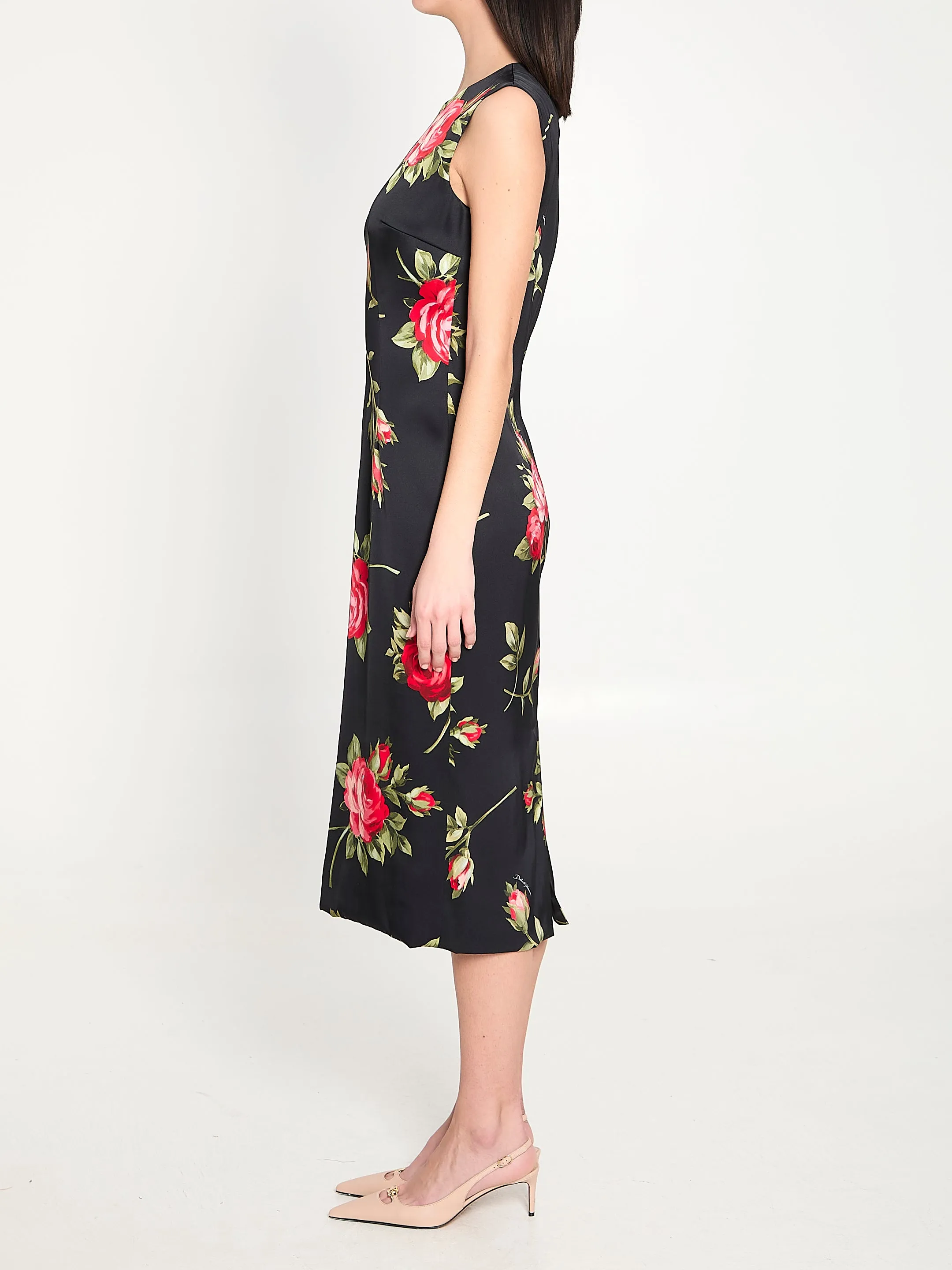 Bouquet Rose print satin midi dress sold by Lord & Taylor product image thumbnail 3