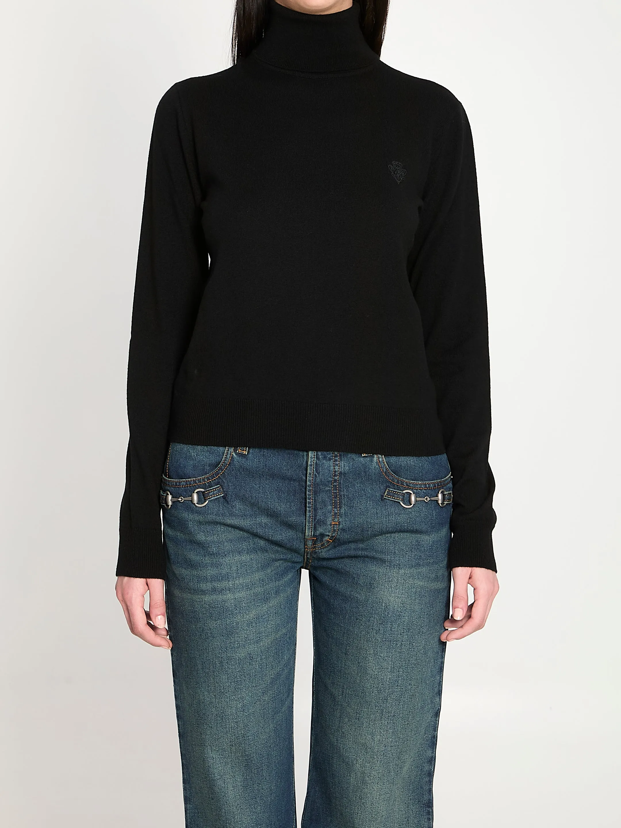 Embroidered wool turtleneck sold by Lord & Taylor