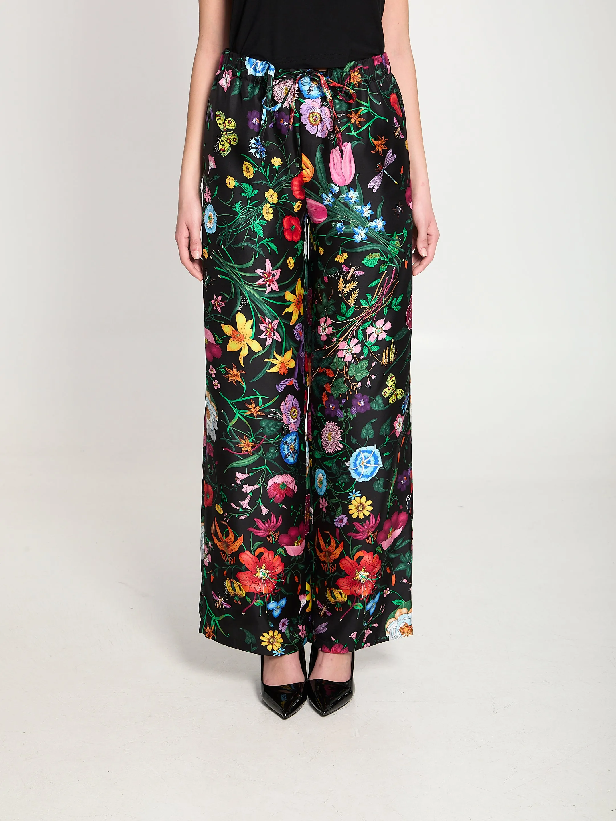 Printed silk twill trousers sold by Lord & Taylor