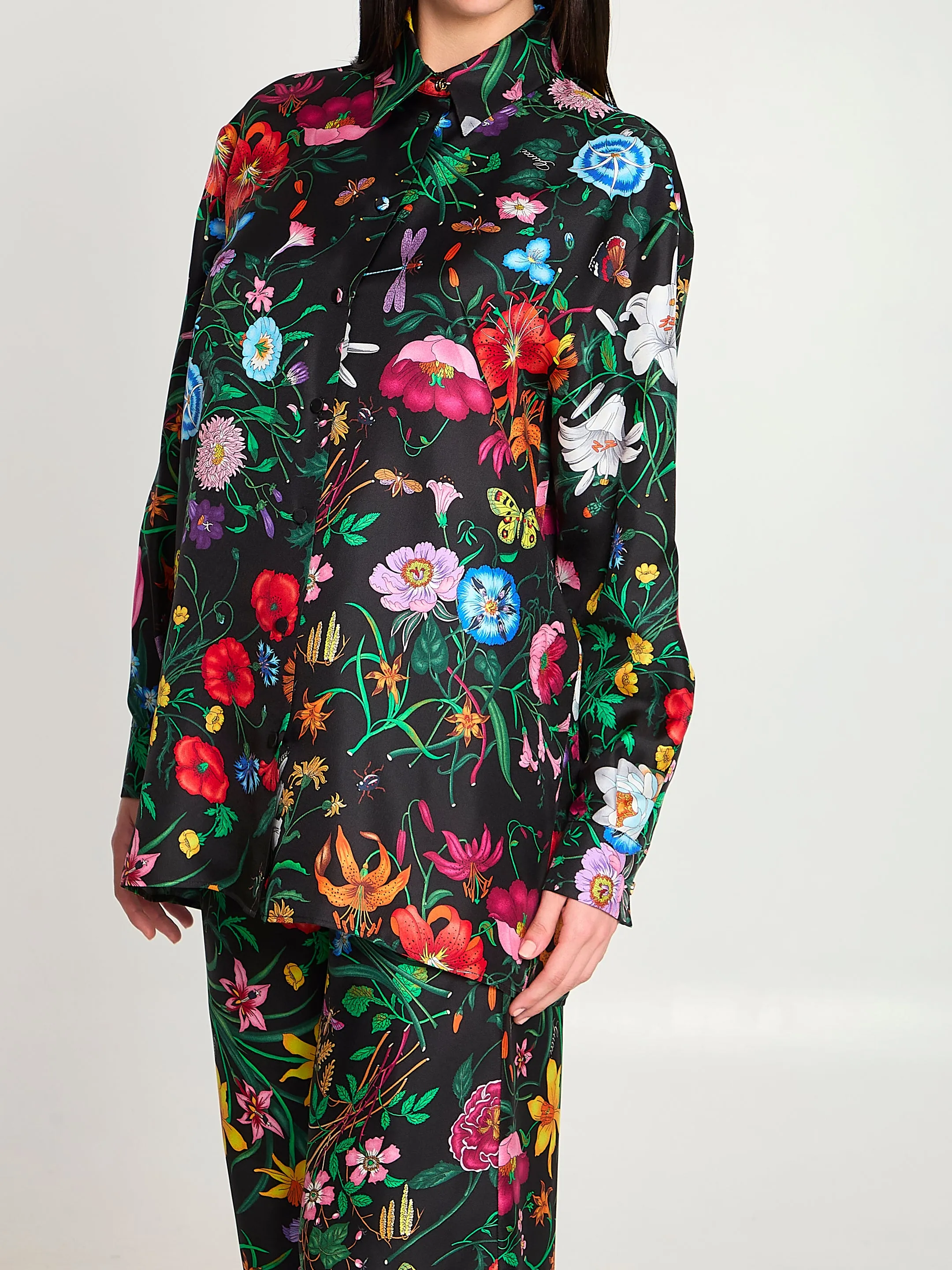 Printed silk twill shirt sold by Lord & Taylor product image thumbnail 2