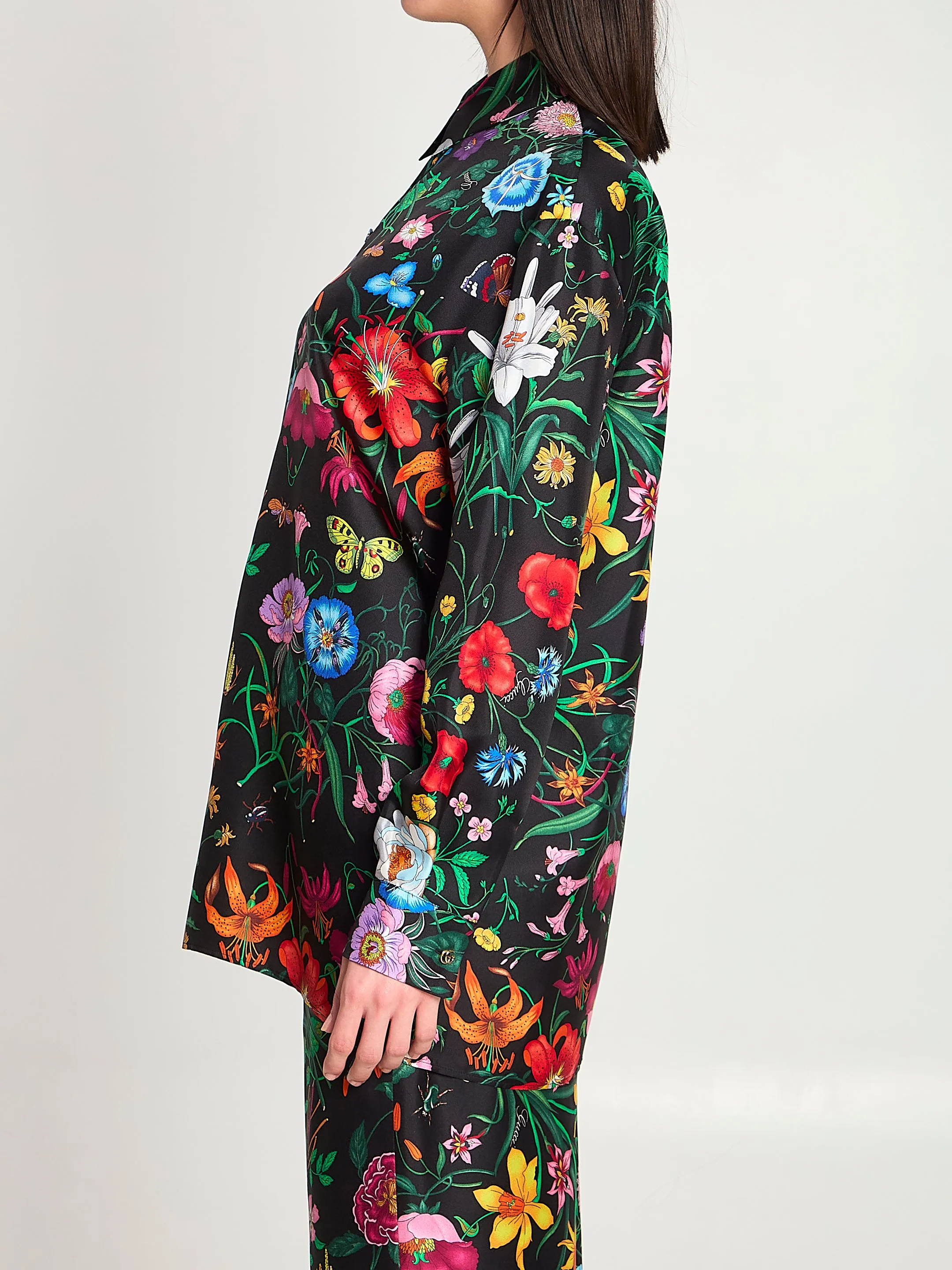 Printed silk twill shirt sold by Lord & Taylor product image thumbnail 3