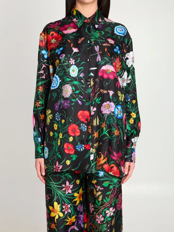 Printed silk twill shirt made by Gucci