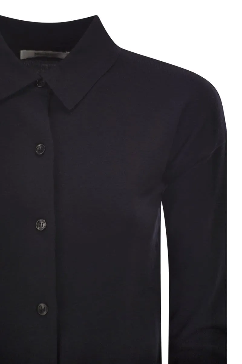 NAVY BLUE WOOL MEDEOLA KNIT POLO sold by Lord & Taylor product image thumbnail 4
