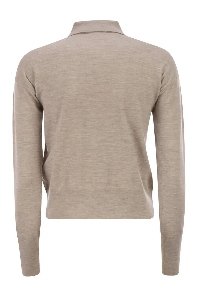 SABLE MELANGE GREY WOOL MEDEOLA KNIT POLO sold by Lord & Taylor product image thumbnail 2