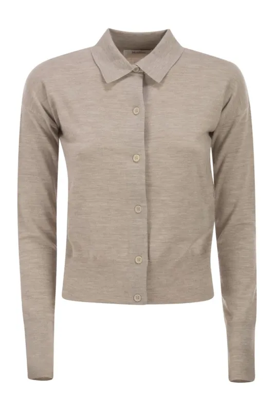 SABLE MELANGE GREY WOOL MEDEOLA KNIT POLO made by MaxMara