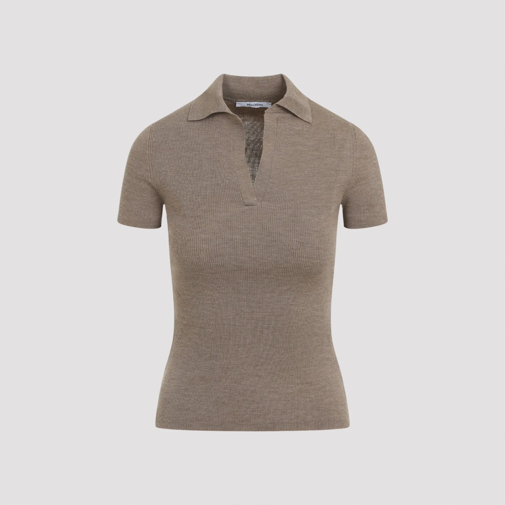TOBACCO LIGHT BROWN VIRGIN WOOL ALBERO KNIT RIBBED POLO sold by Lord & Taylor product image thumbnail 2