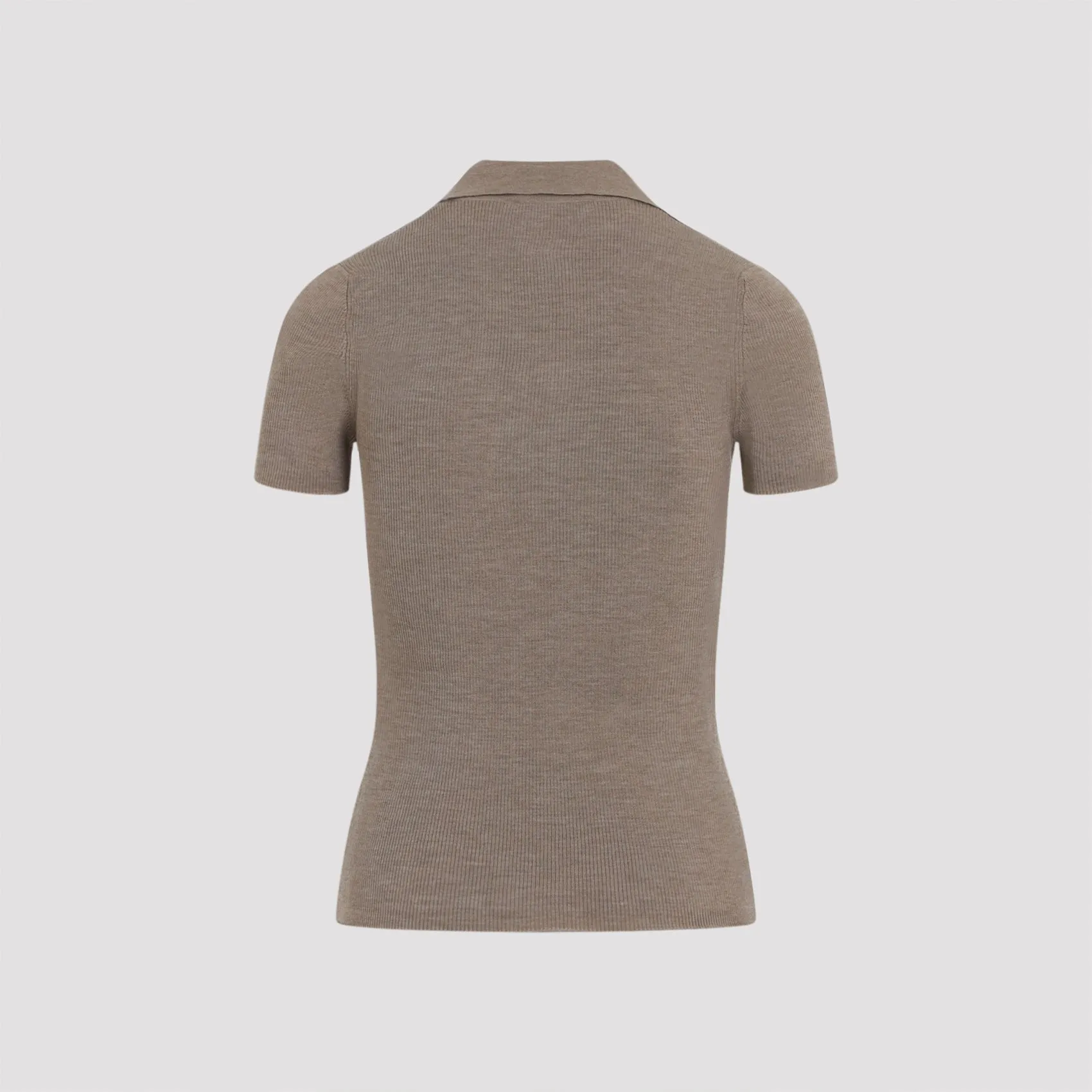 TOBACCO LIGHT BROWN VIRGIN WOOL ALBERO KNIT RIBBED POLO sold by Lord & Taylor product image thumbnail 3