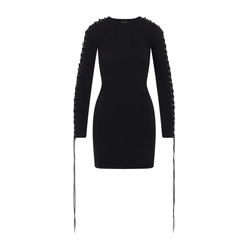 BLACK LACE-UP COTTON MINI DRESS sold by Lord & Taylor