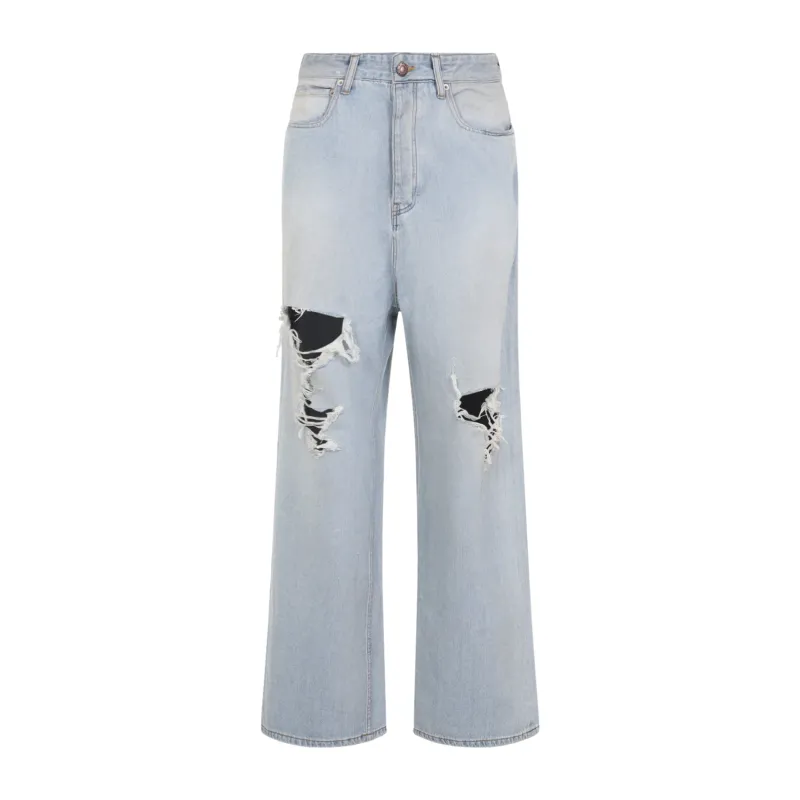 LIGHT BLUE COTTON BAGGY PANTS made by Balenciaga