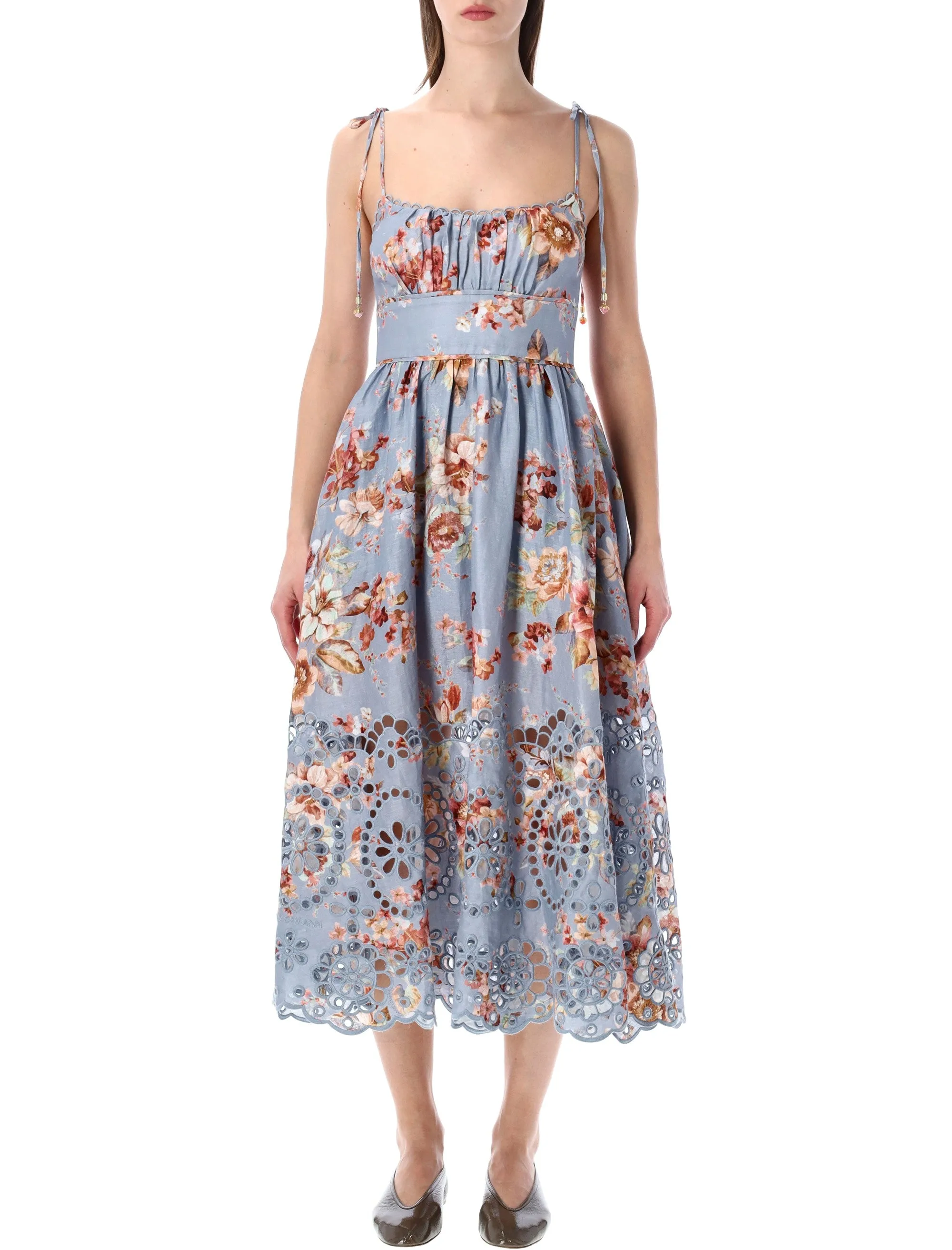 ZIMMERMANN AWAKEN PICNIC CHAMBRAY FLORAL MIDI DRESS sold by Lord & Taylor