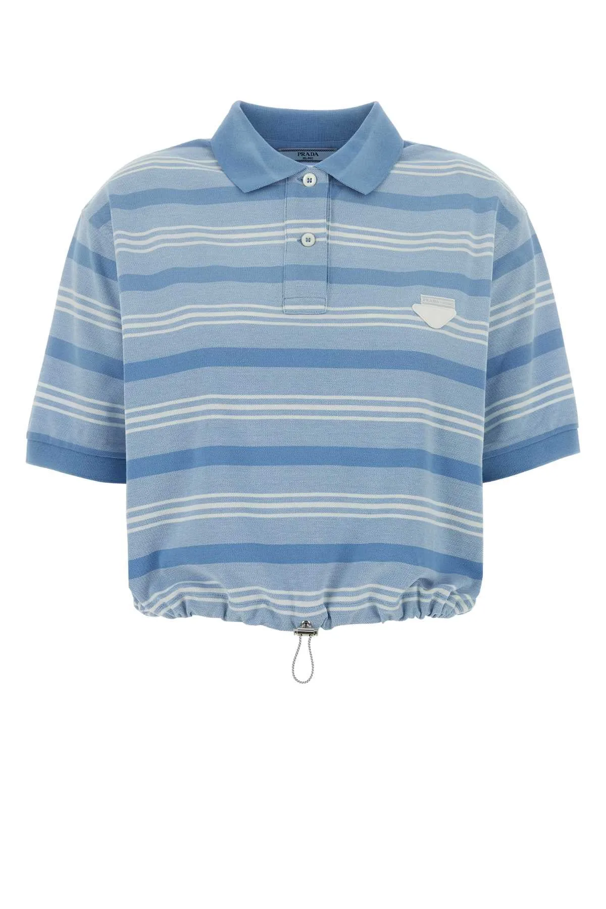 CROPPED SHORT-SLEEVE POLO WITH DRAWSTRING sold by Lord & Taylor
