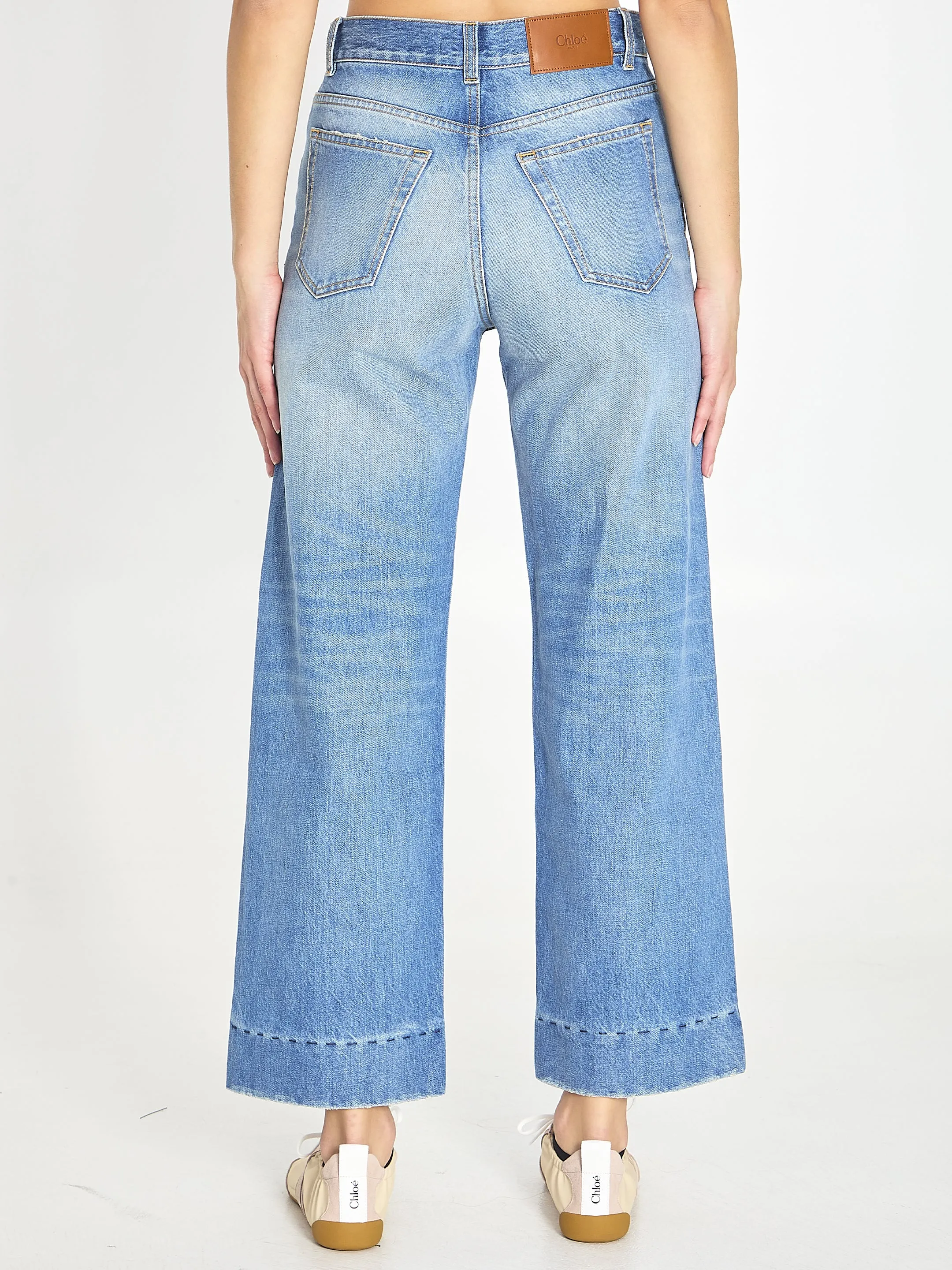 CHLOÉ HIGH-RISE CROPPED WIDE-LEG JEANS sold by Lord & Taylor product image thumbnail 4