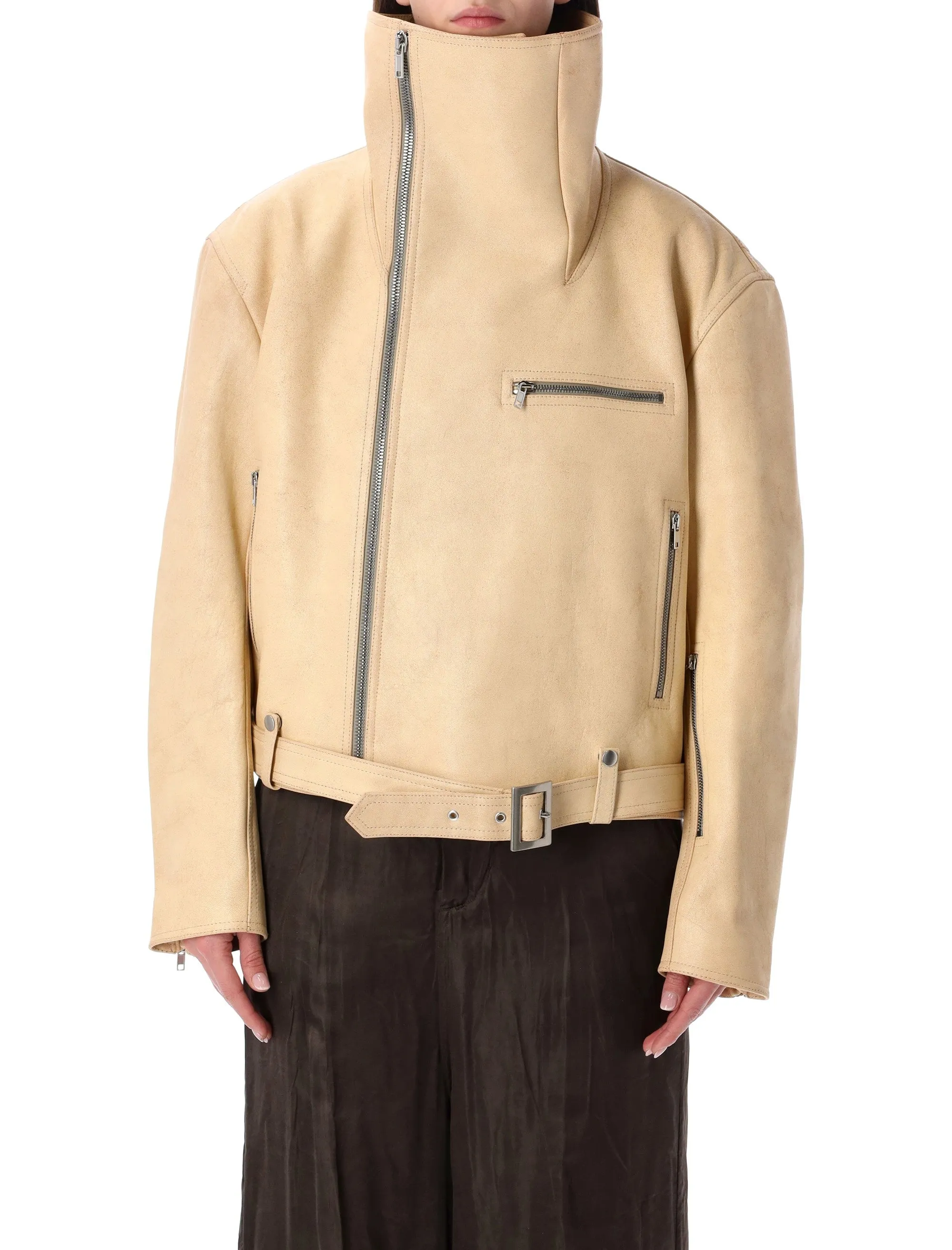 RICK OWENS BIKER JUMBO STOOGES LEATHER JACKET sold by Lord & Taylor