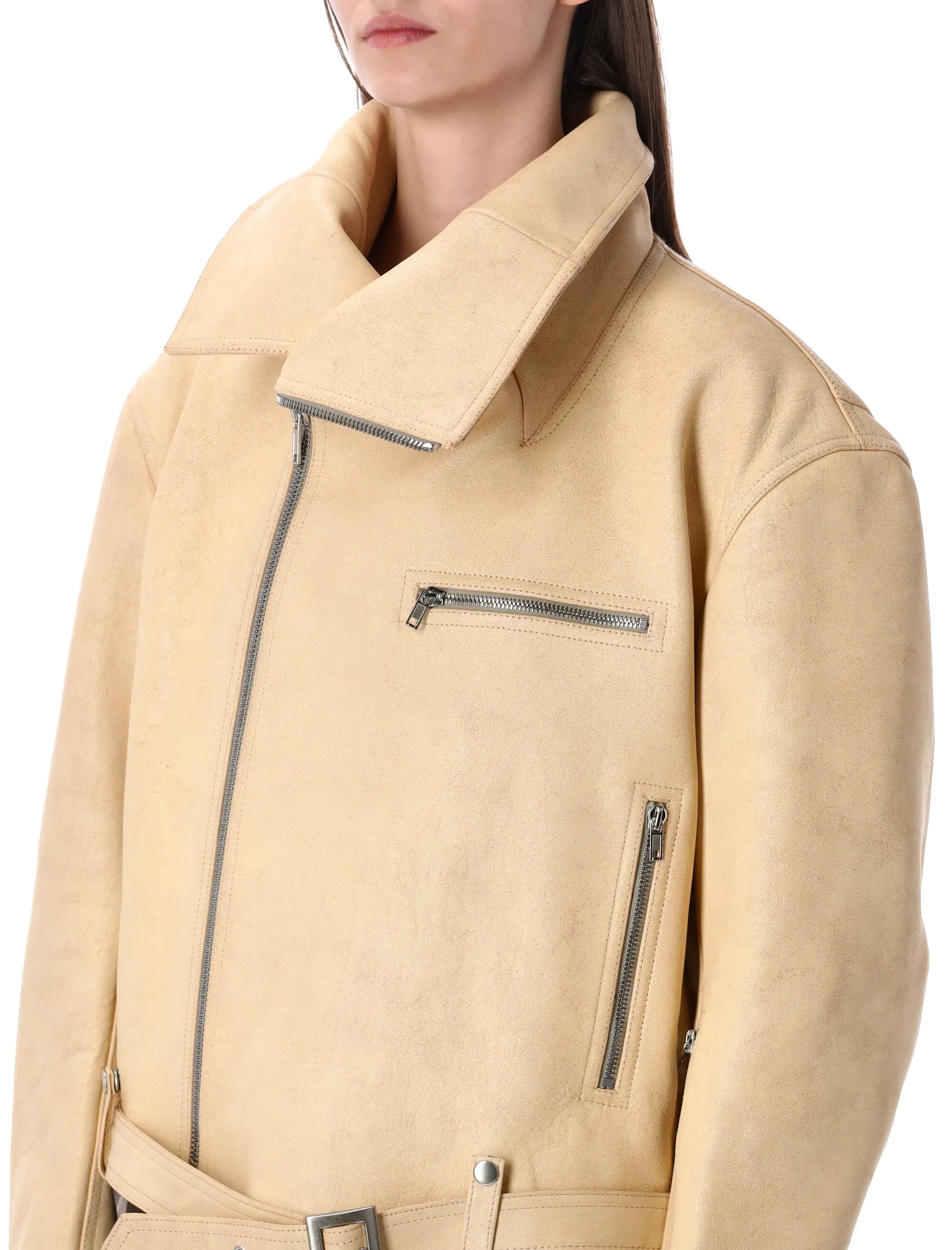 RICK OWENS BIKER JUMBO STOOGES LEATHER JACKET sold by Lord & Taylor product image thumbnail 3