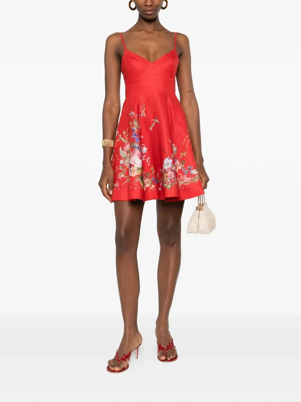 ZIMMERMANN PATIENCE RED FLORAL MINI DRESS sold by Lord & Taylor product image thumbnail 4