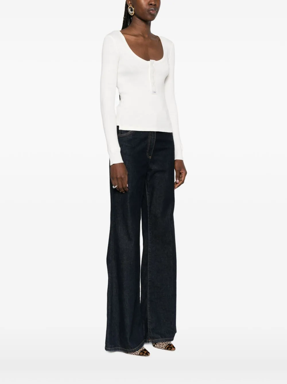 CHLOÉ SCOOP-NECK ORGANIC COTTON HENLEY sold by Lord & Taylor product image thumbnail 3