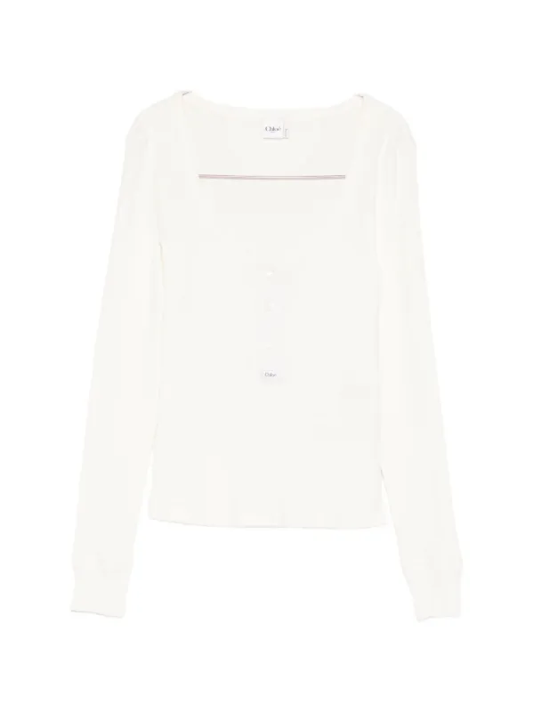 CHLOÉ SCOOP-NECK ORGANIC COTTON HENLEY made by Chloe
