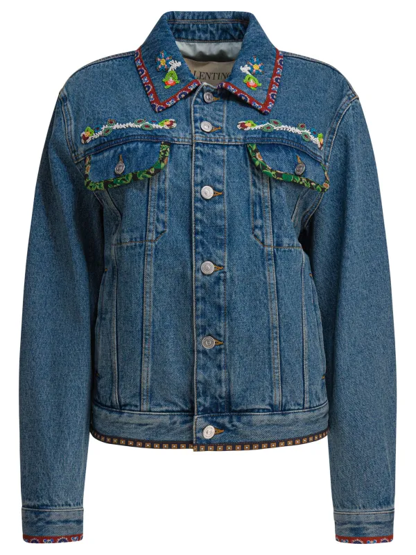 Embroidery denim jacket made by Valentino